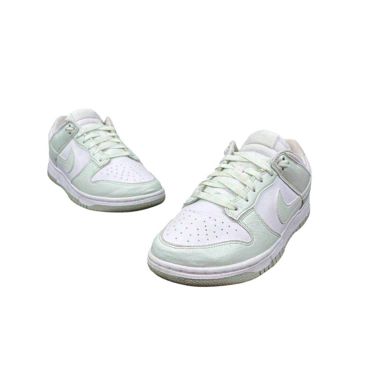 Nike White Mint Leather Dunk Low Retro Lace Up Mens Sneakers Size 9.5