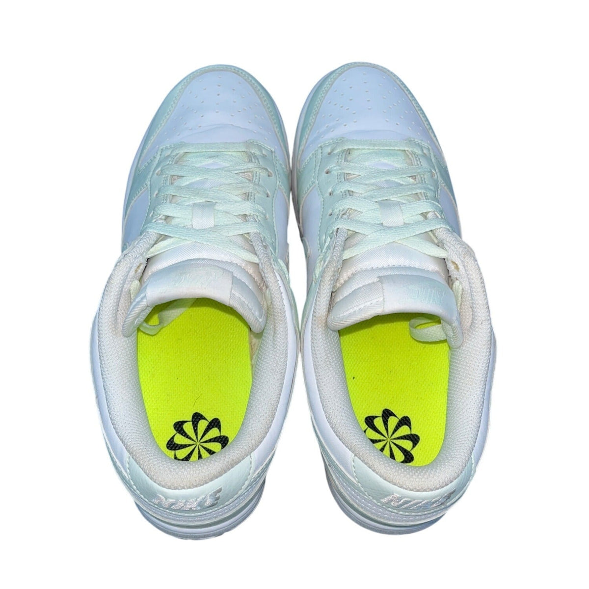 Nike White Mint Leather Dunk Low Retro Lace Up Mens Sneakers Size 9.5
