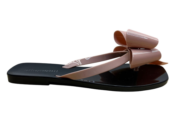 Jeffrey Campbell Women’s Pink & Black Bow Detail Thong Sandals Size 9