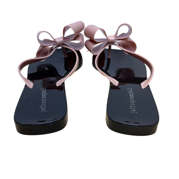 Jeffrey Campbell Women’s Pink & Black Bow Detail Thong Sandals Size 9