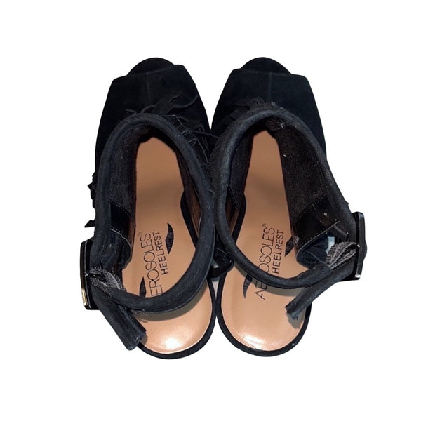 Aerosoles Women's Black Suede Alamode Heeled Sandal Sz 6M  - NWB