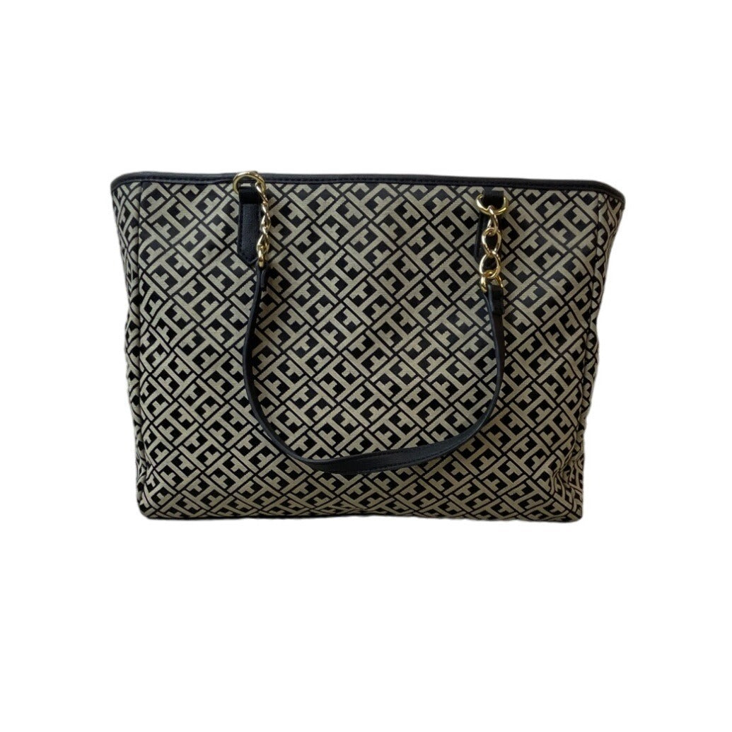 Tommy Hilfiger Women's Grey Signature Print Shoulder Tote Sz L