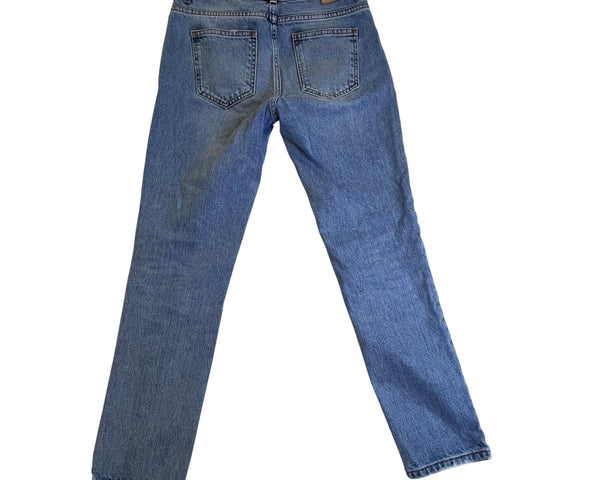 Zara Womens Light Blue Denim Jeans 1975 Crystal Embellished Straight Leg Size 00