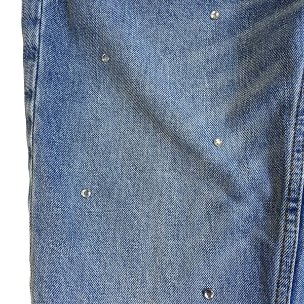 Zara Womens Light Blue Denim Jeans 1975 Crystal Embellished Straight Leg Size 00