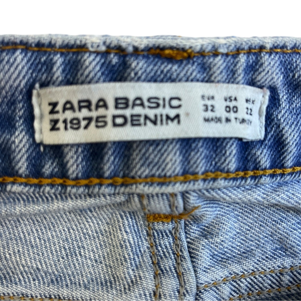 Zara Womens Light Blue Denim Jeans 1975 Crystal Embellished Straight Leg Size 00