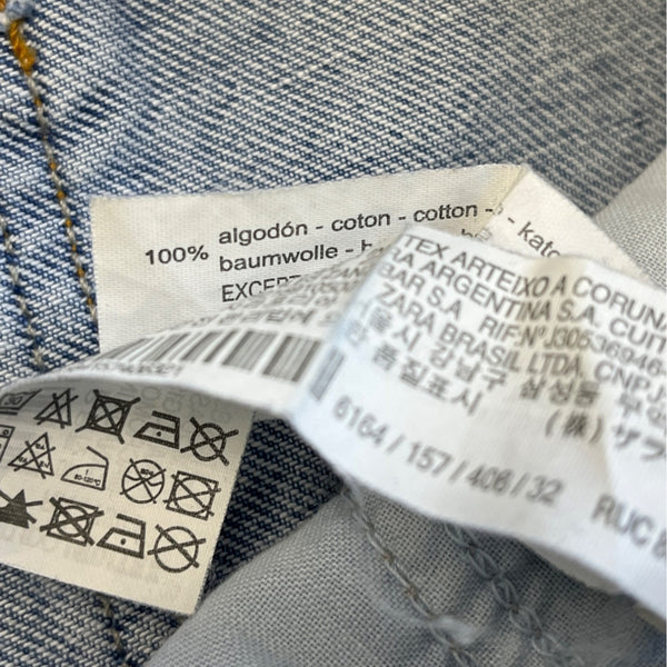 Zara Womens Light Blue Denim Jeans 1975 Crystal Embellished Straight Leg Size 00