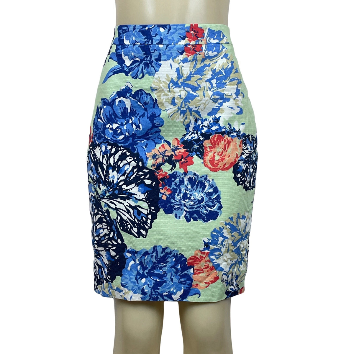 J. Crew Women's Green Floral Knee Length Pencil Skirt Sz 4