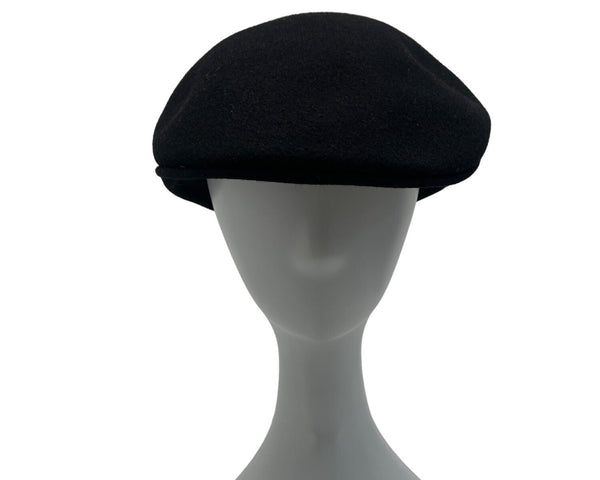 Mens Black Wool Flat Cap Newsboy Style 100% Wool Classic Design