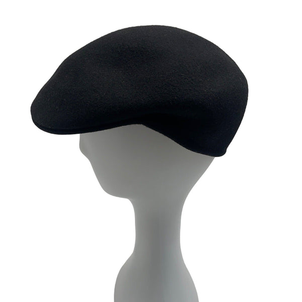 Mens Black Wool Flat Cap Newsboy Style 100% Wool Classic Design