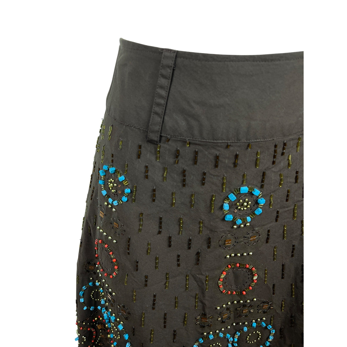 Basil & Maude Embellished Beaded Brown A-Line Skirt Size 2