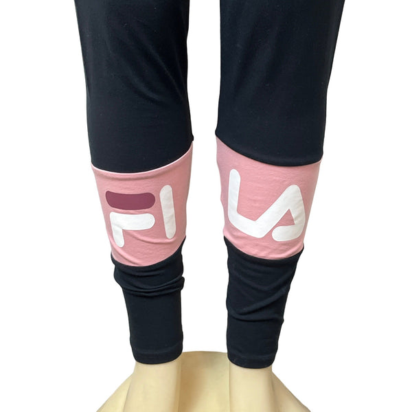 Fila Dina Black & Pink Logo Pull On Womens Leggings Sz XL - New