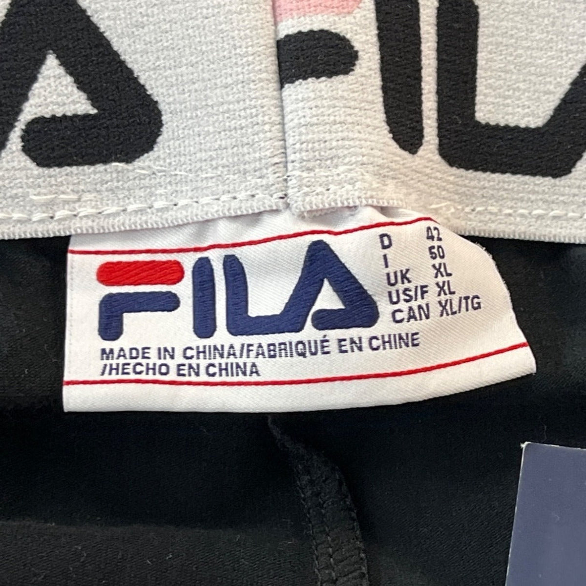 Fila Dina Black & Pink Logo Pull On Womens Leggings Sz XL - New