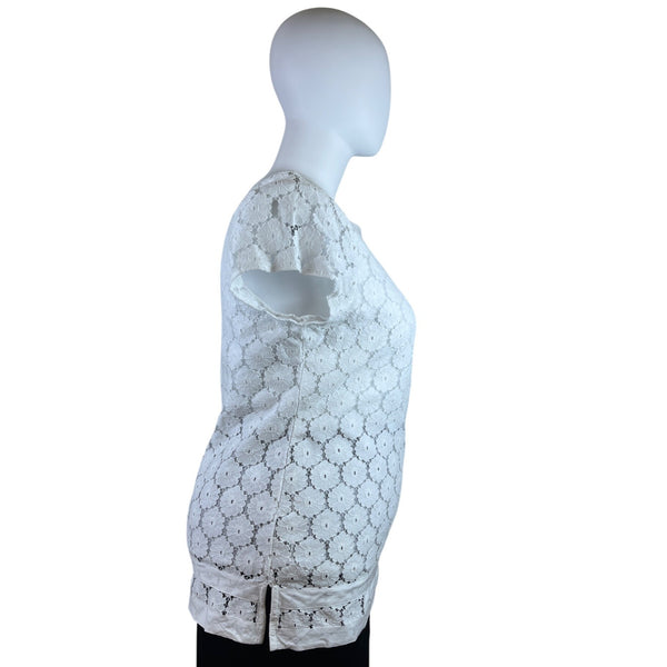 Isaac Mizrahi Live! White Lace Floral Sleeveless Women Tunic Blouse V Neck Size XL