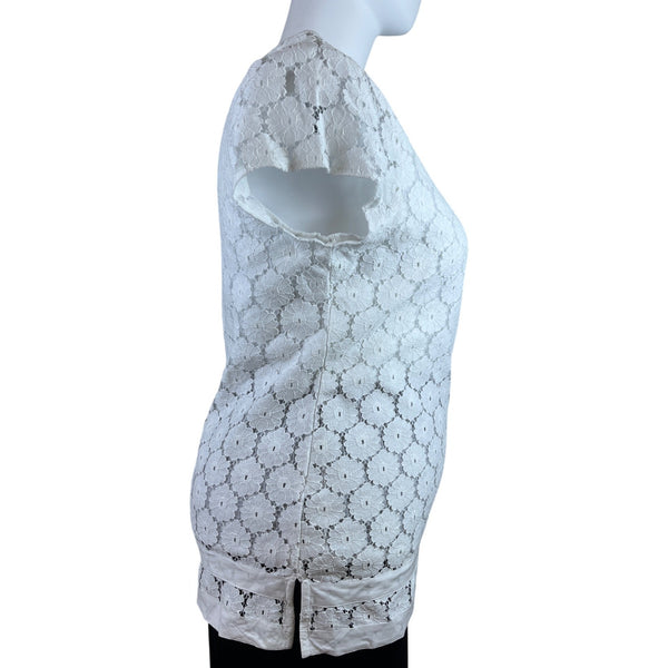 Isaac Mizrahi Live! White Lace Floral Sleeveless Women Tunic Blouse V Neck Size XL