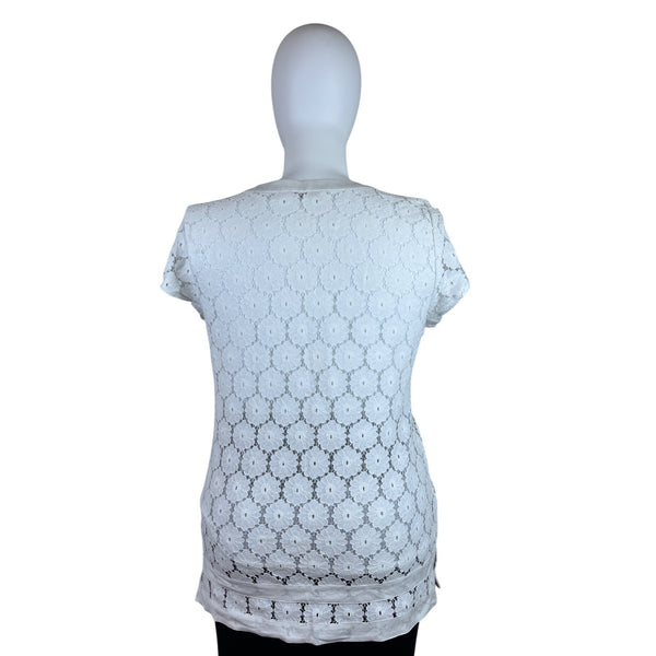 Isaac Mizrahi Live! White Lace Floral Sleeveless Women Tunic Blouse V Neck Size XL