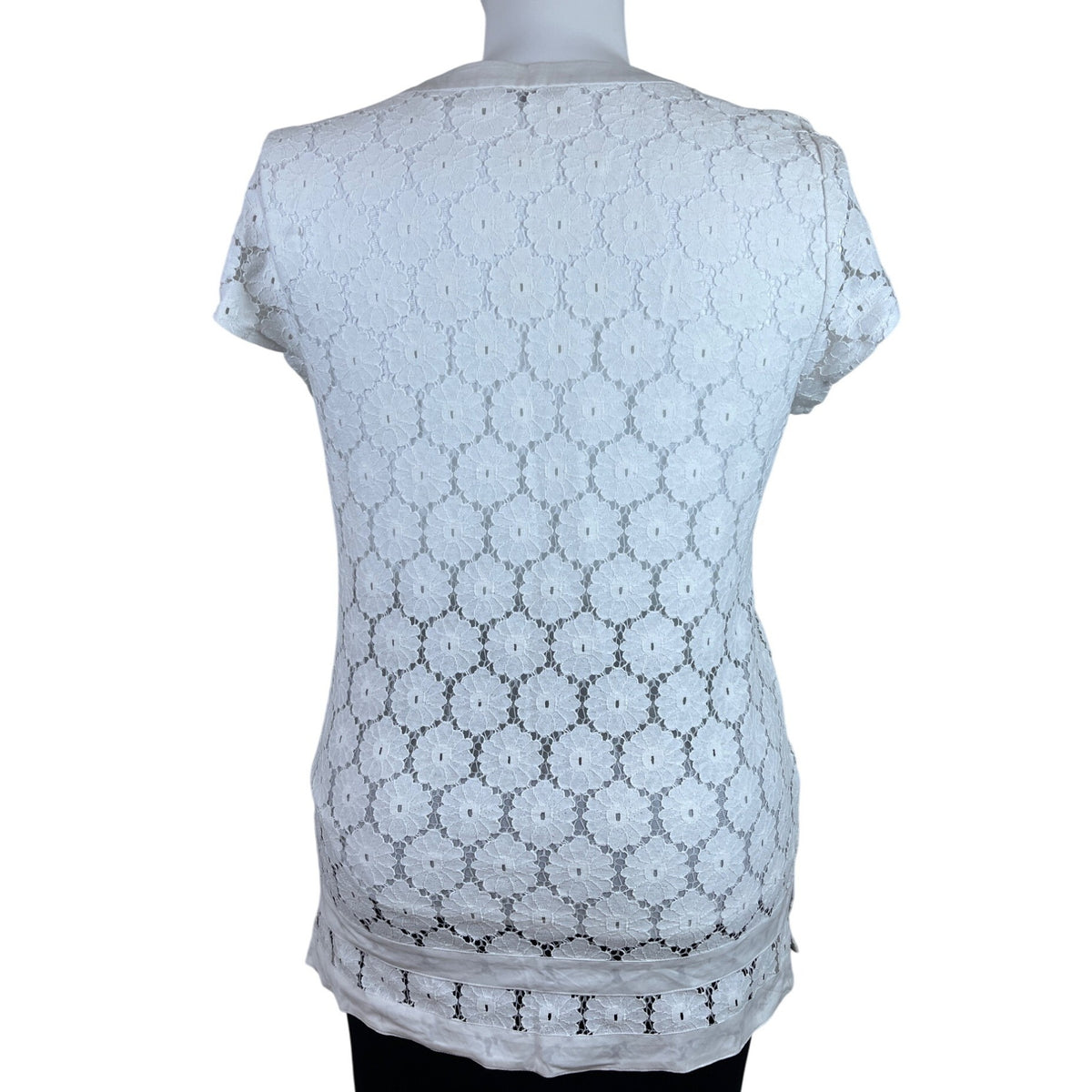 Isaac Mizrahi Live! White Lace Floral Sleeveless Women Tunic Blouse V Neck Size XL