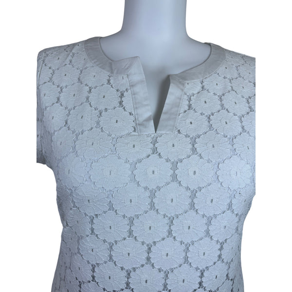 Isaac Mizrahi Live! White Lace Floral Sleeveless Women Tunic Blouse V Neck Size XL