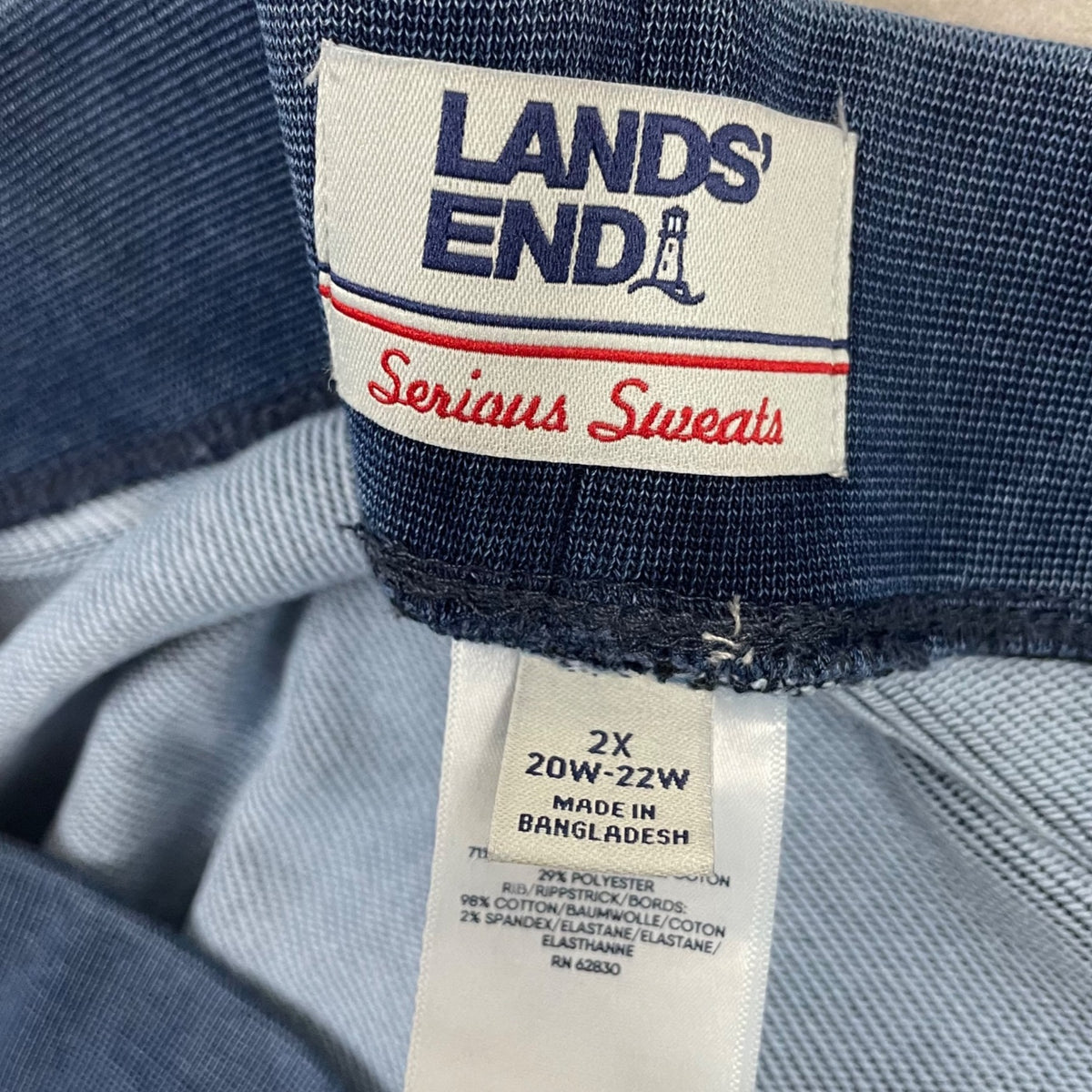 Lands End Womens Indigo Blue Wide-Leg Sweatpants With Pockets Size 2X - New