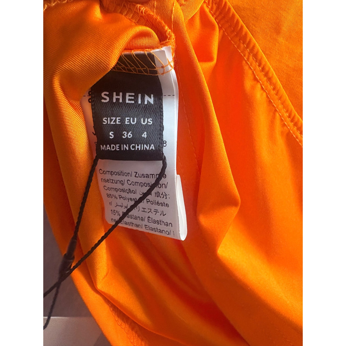 Shein Womens Orange Cropped Short-Sleeve Top Stretchy Polyester Blend Size S
