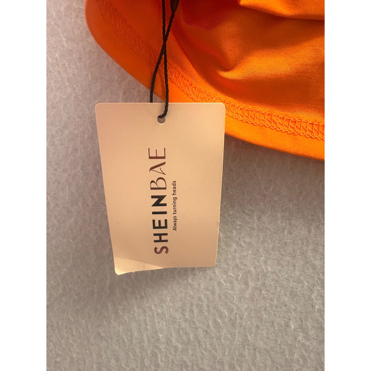 Shein Womens Orange Cropped Short-Sleeve Top Stretchy Polyester Blend Size S