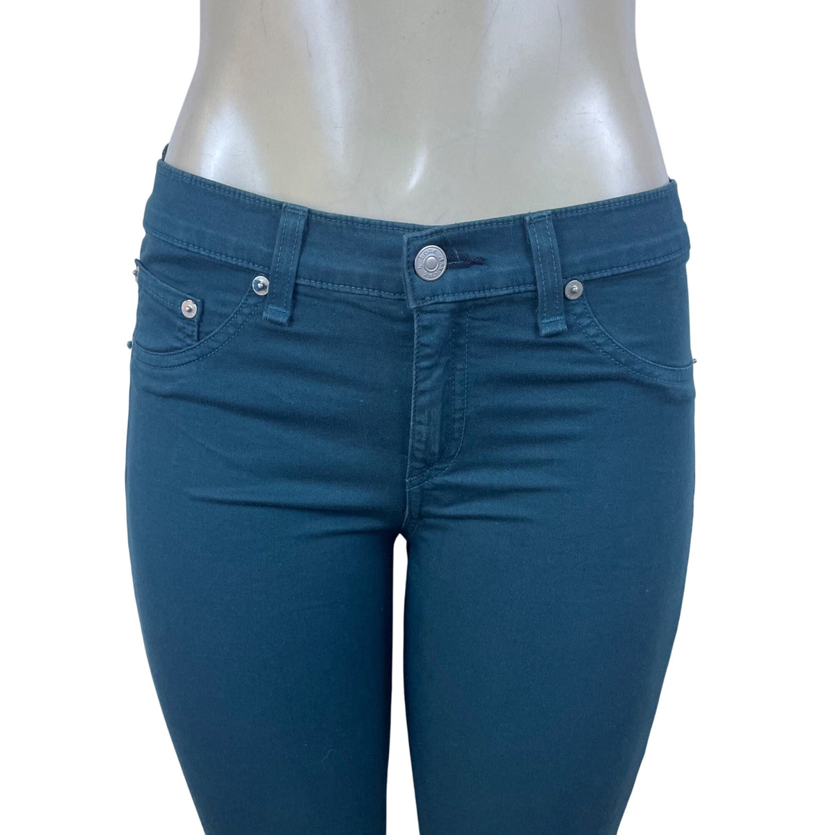 Rag & Bone Women’s Teal Cotton/Roica Skinny Jeans Size 28