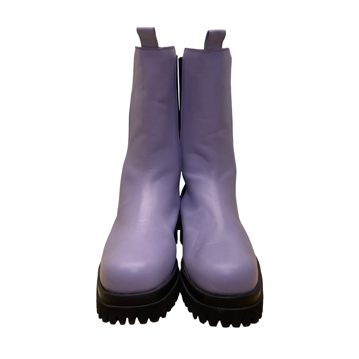 COS Women’s Purple Leather Stretch Panels Platform Hi Top Chelsea Boots Size 8