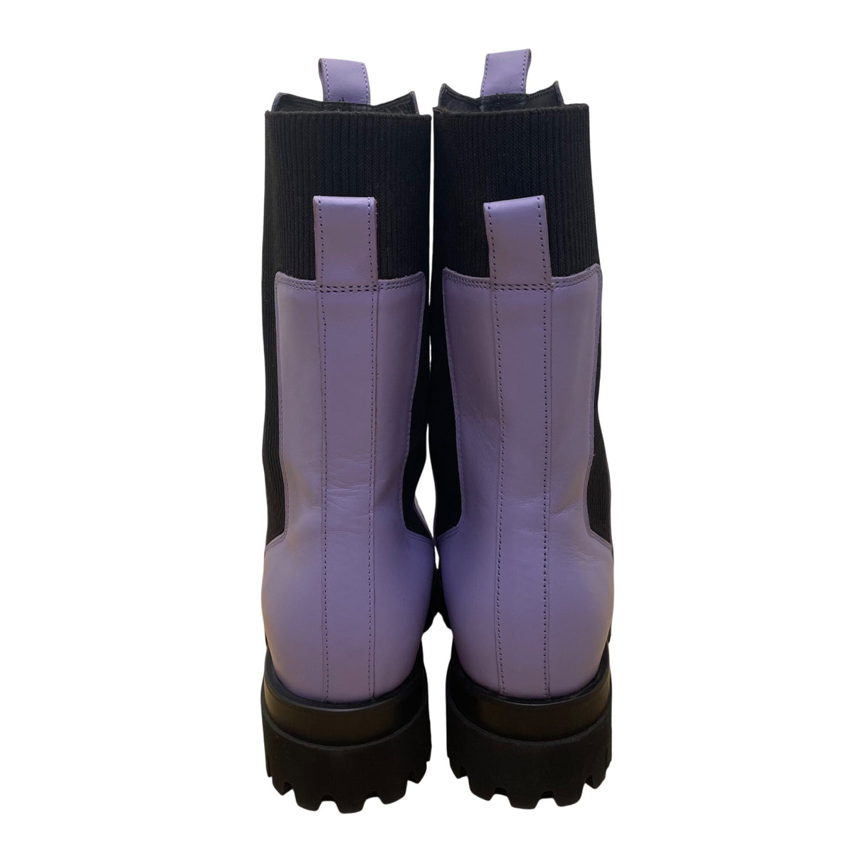 COS Women’s Purple Leather Stretch Panels Platform Hi Top Chelsea Boots Size 8
