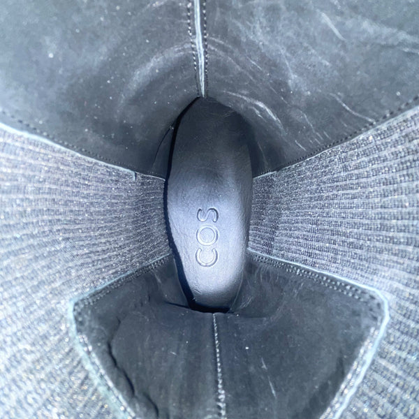 COS Women’s Purple Leather Stretch Panels Platform Hi Top Chelsea Boots Size 8