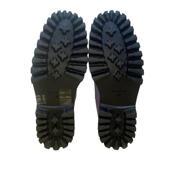 COS Women’s Purple Leather Stretch Panels Platform Hi Top Chelsea Boots Size 8