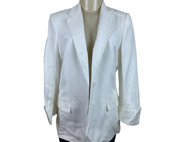 Calvin Klein Womens White Linen No Closure Suit Blazer Jacket Sz 10 - New