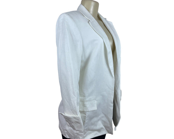 Calvin Klein Womens White Linen No Closure Suit Blazer Jacket Sz 10 - New