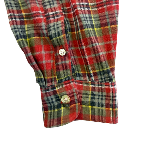 J.Crew Mens Red Plaid Cotton Button-Down Shirt Long Sleeve Single Needle Size L