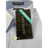 Austin Grey Mens Dress Shirt Blue Fitted Shirt Collar & Short Sleeves Size 16.5