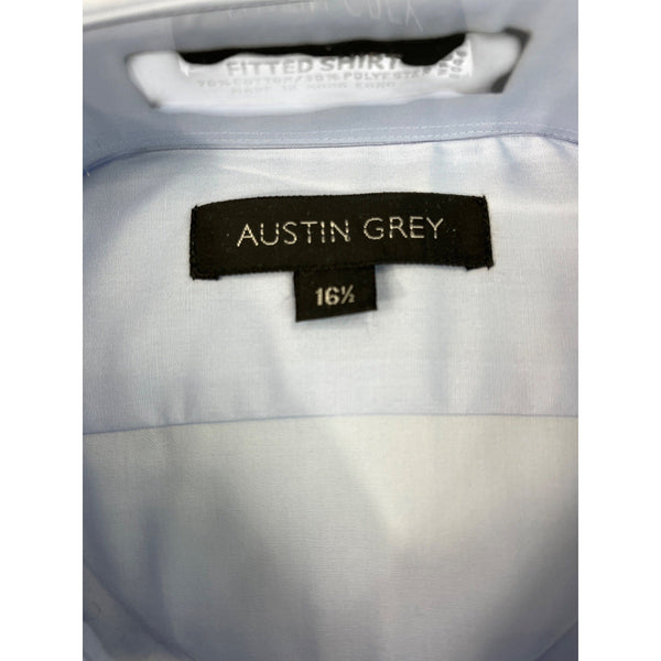 Austin Grey Mens Dress Shirt Blue Fitted Shirt Collar & Short Sleeves Size 16.5