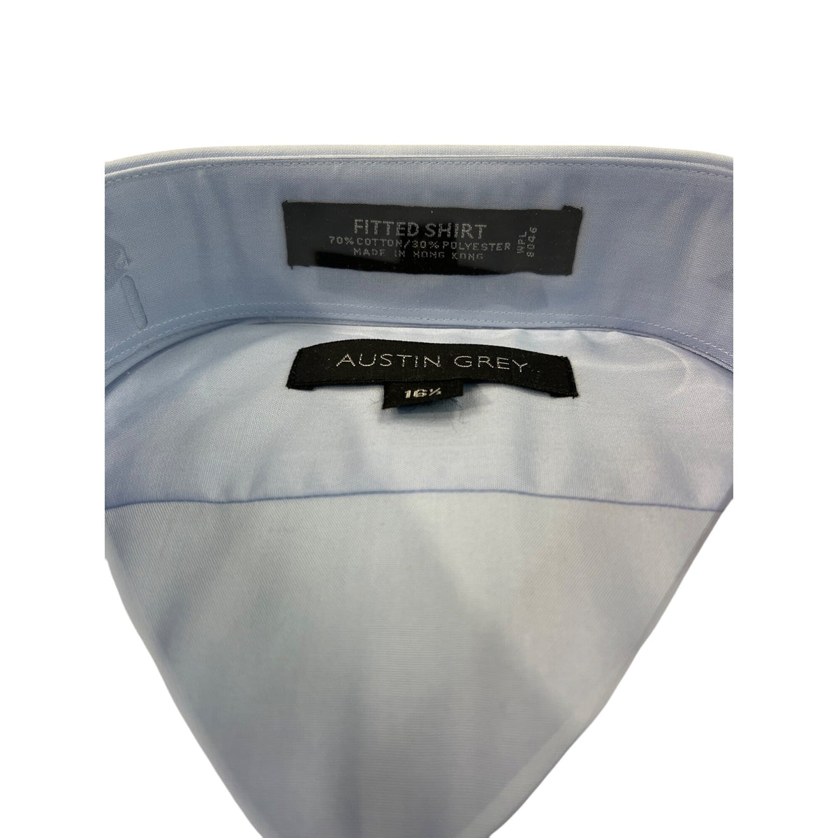 Austin Grey Mens Dress Shirt Blue Fitted Shirt Collar & Short Sleeves Size 16.5