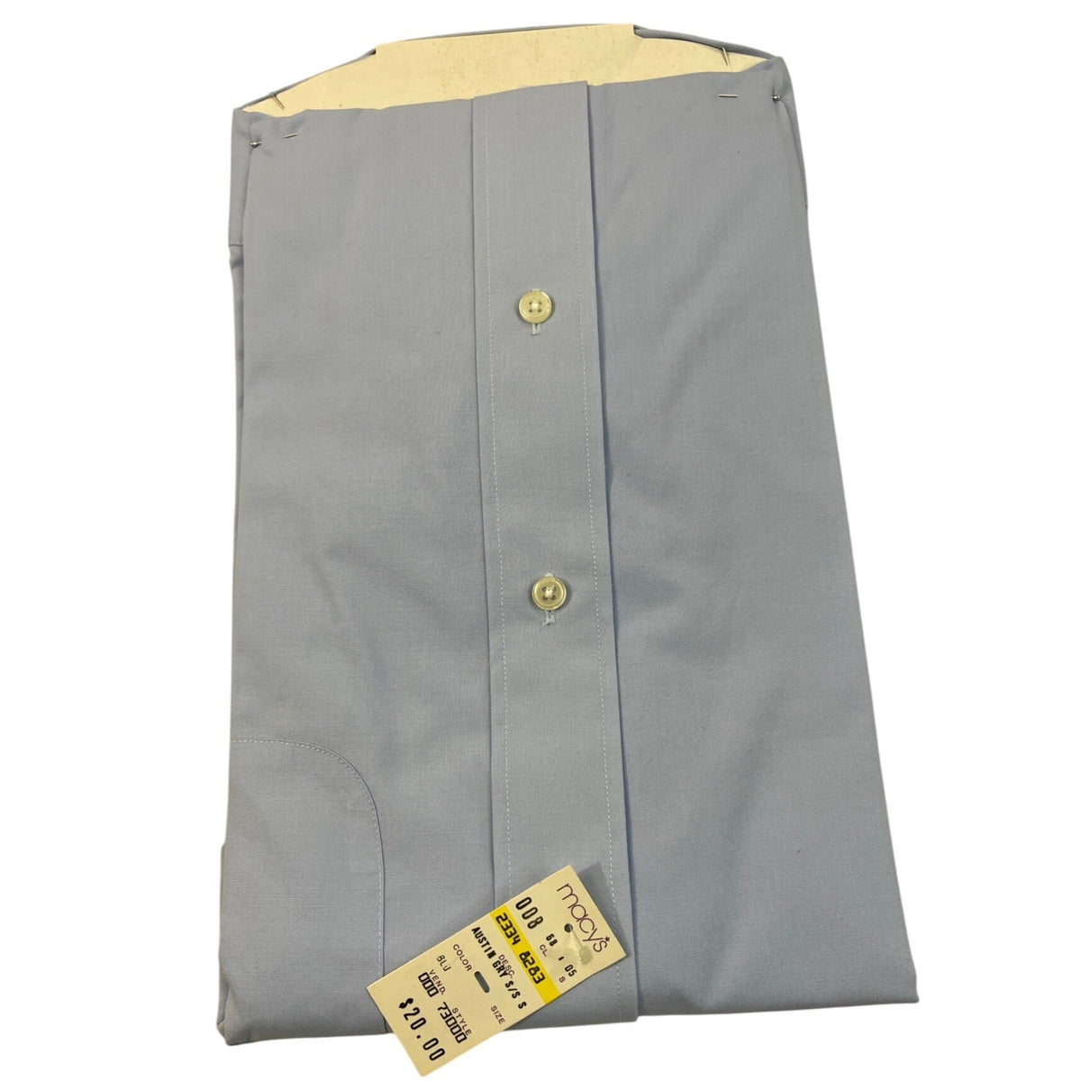 Austin Grey Mens Dress Shirt Blue Fitted Shirt Collar & Short Sleeves Size 16.5