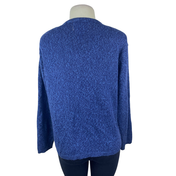 Vintage Heirloom Collectibles Womens Blue Sunflower Cardigan Sweater Sz S