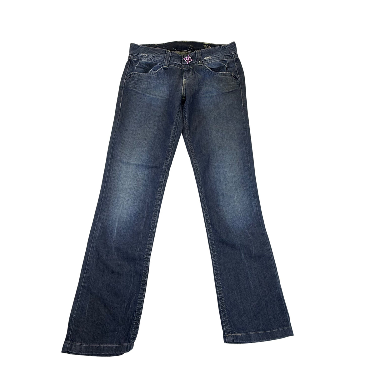 We Are Replay Women’s Blue Denim Jeans Embellished Waist Low Rise Size 28