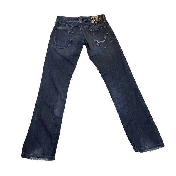 We Are Replay Women’s Blue Denim Jeans Embellished Waist Low Rise Size 28