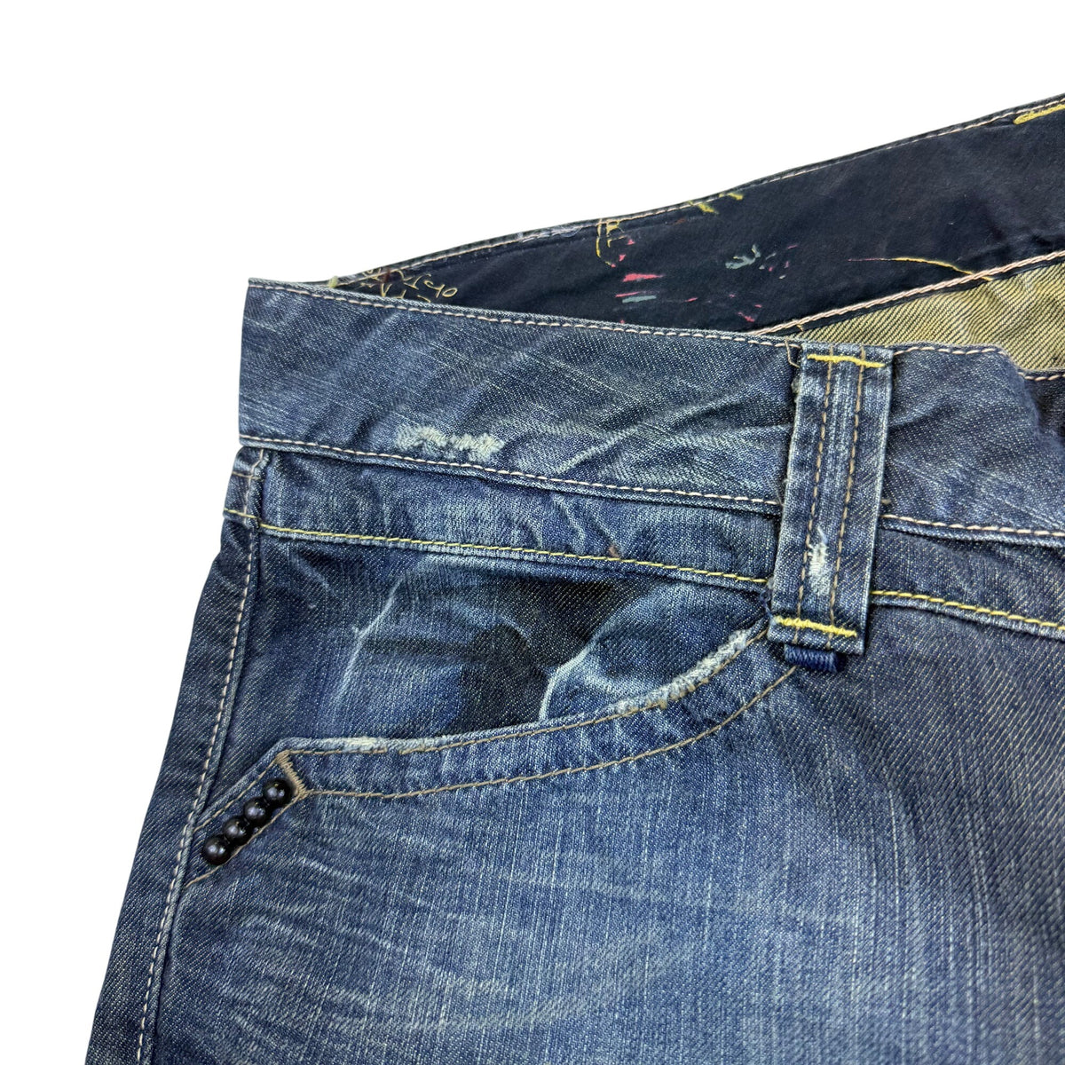 We Are Replay Women’s Blue Denim Jeans Embellished Waist Low Rise Size 28