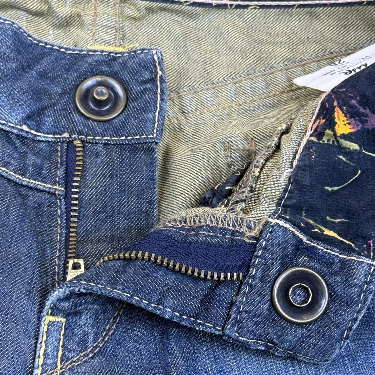 We Are Replay Women’s Blue Denim Jeans Embellished Waist Low Rise Size 28