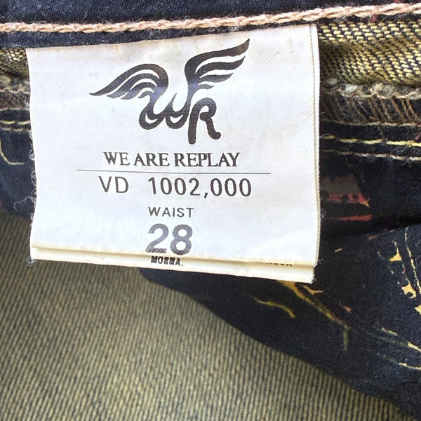 We Are Replay Women’s Blue Denim Jeans Embellished Waist Low Rise Size 28