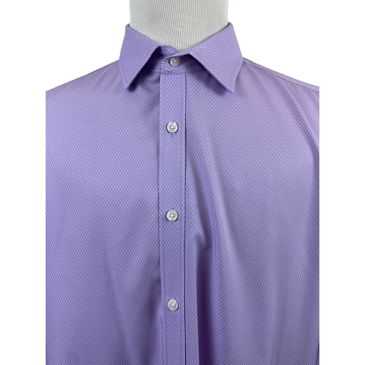 Con.Struct Men's Lavender Button Up Long Sleeve Shirt Diamond Pattern Size XL