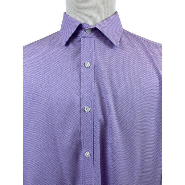 Con.Struct Men's Lavender Button Up Long Sleeve Shirt Diamond Pattern Size XL