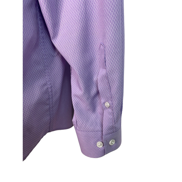 Con.Struct Men's Lavender Button Up Long Sleeve Shirt Diamond Pattern Size XL