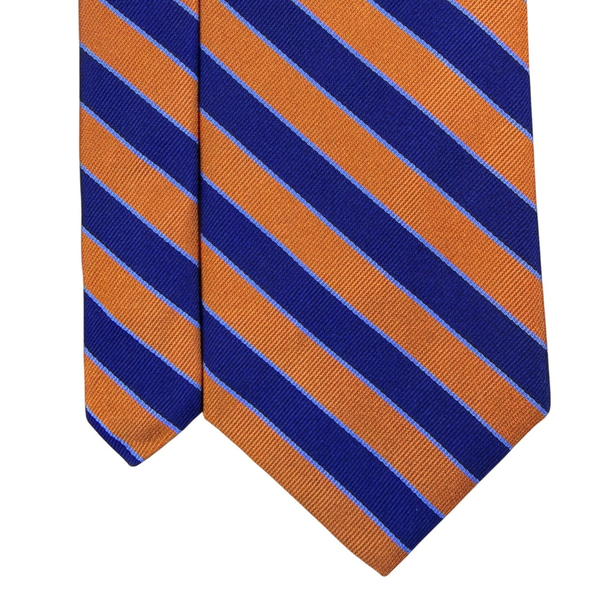 Vintage Brooks Brothers Orange & Blue Silk Striped Tie Classic Design Accessory