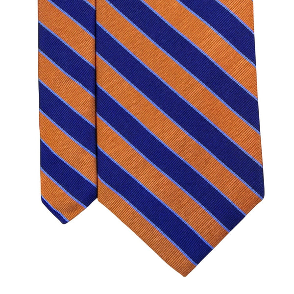 Vintage Brooks Brothers Orange & Blue Silk Striped Tie Classic Design Accessory