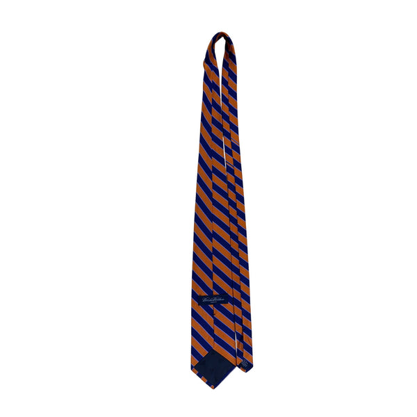 Vintage Brooks Brothers Orange & Blue Silk Striped Tie Classic Design Accessory