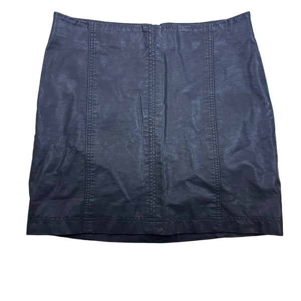 Free People Womens Black Polyurethane Mini Skirt With Back Zipper Size 10