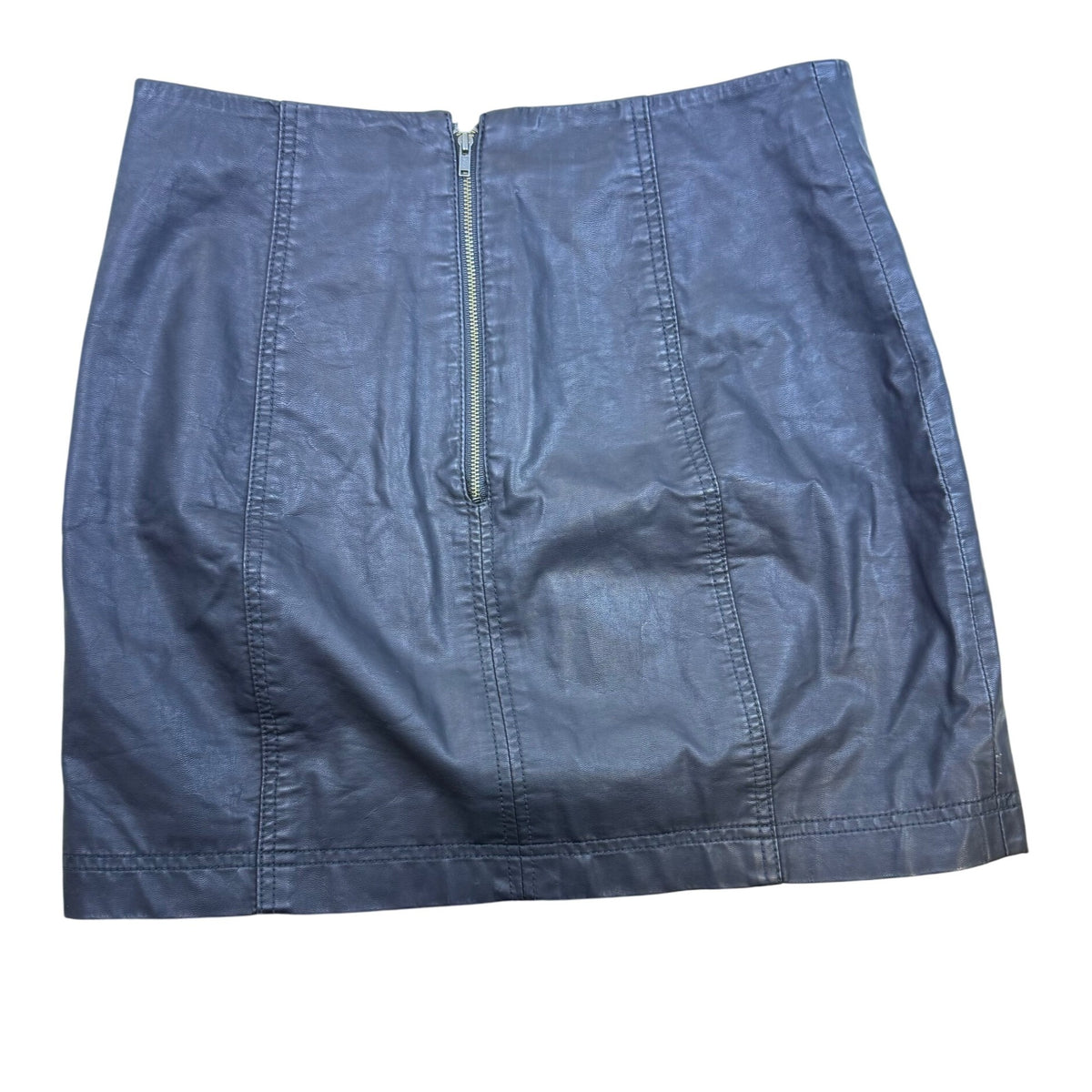 Free People Womens Black Polyurethane Mini Skirt With Back Zipper Size 10